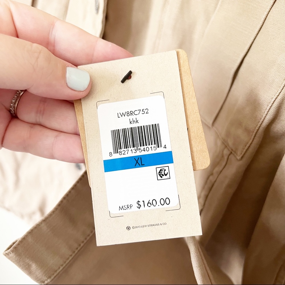 Levi's Hooded Crop Preppy Field Utility Cotton Jacket Khaki XL NWT - Picture 8 of 13